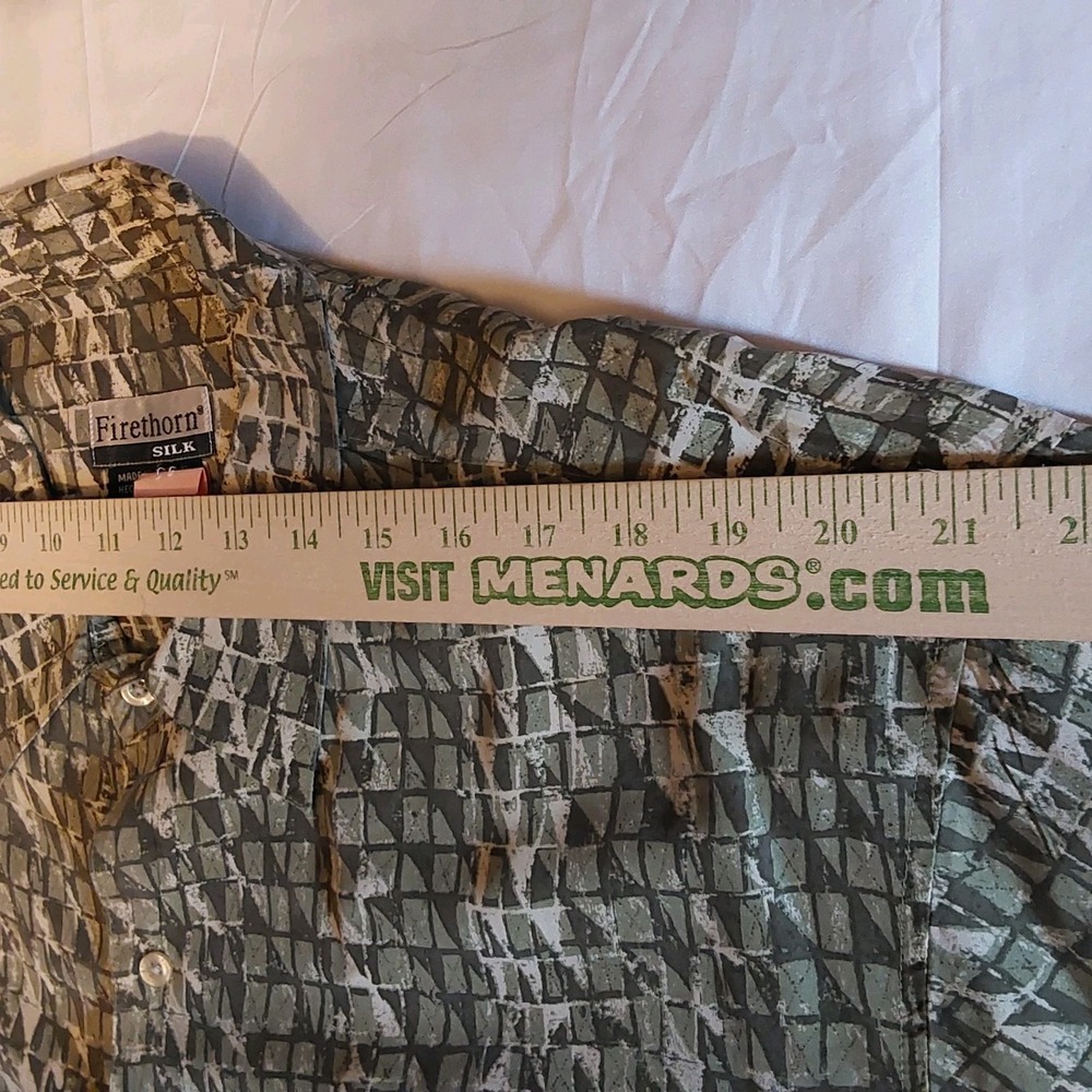 Men's Silk Firethorn XL Short Sleeve Green Geometric Washable Casual Dress Shirt - Picture 10 of 10